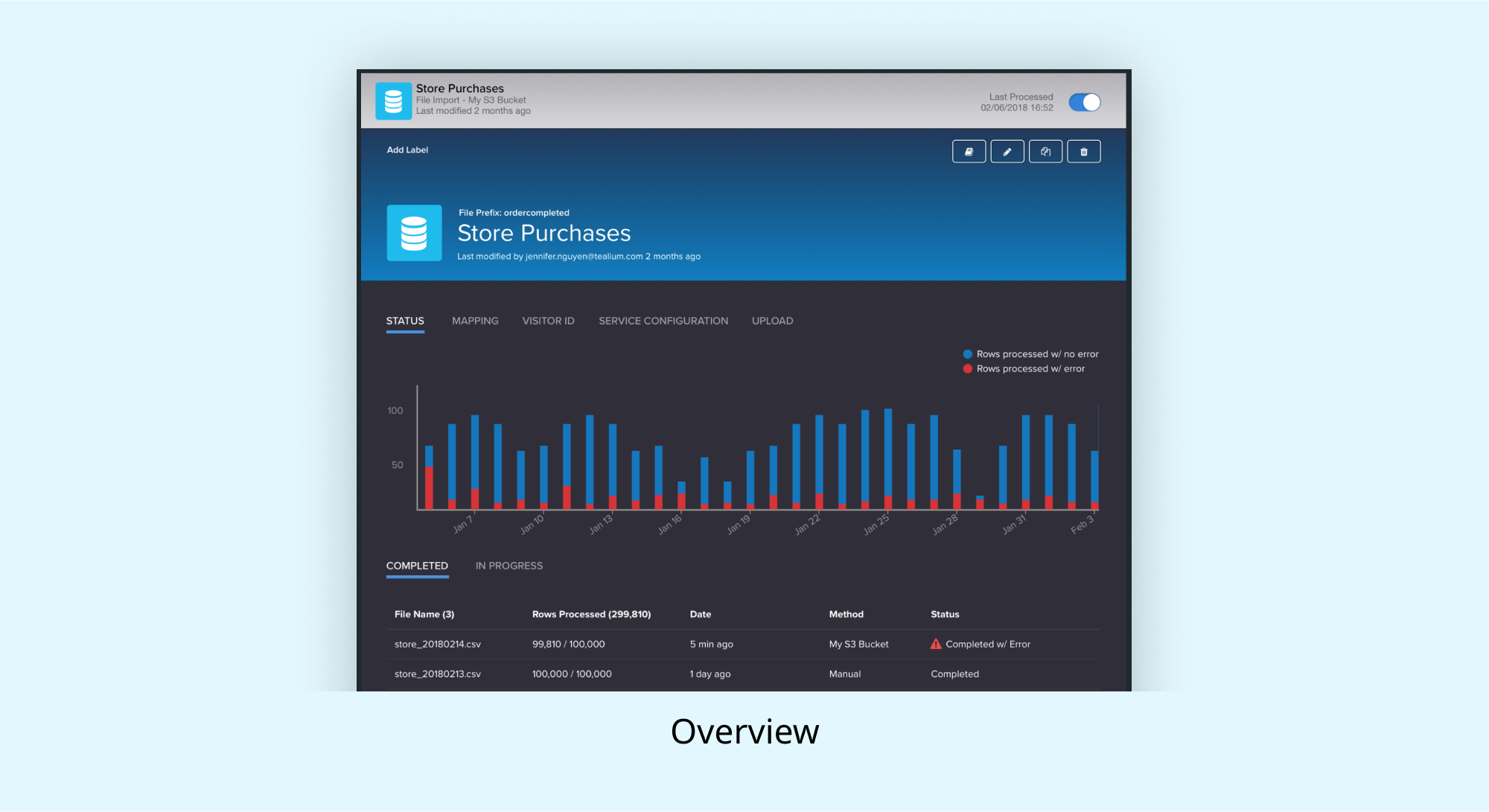 File Import status and reporting overview