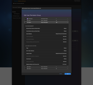 Tealium permission group configuration interface