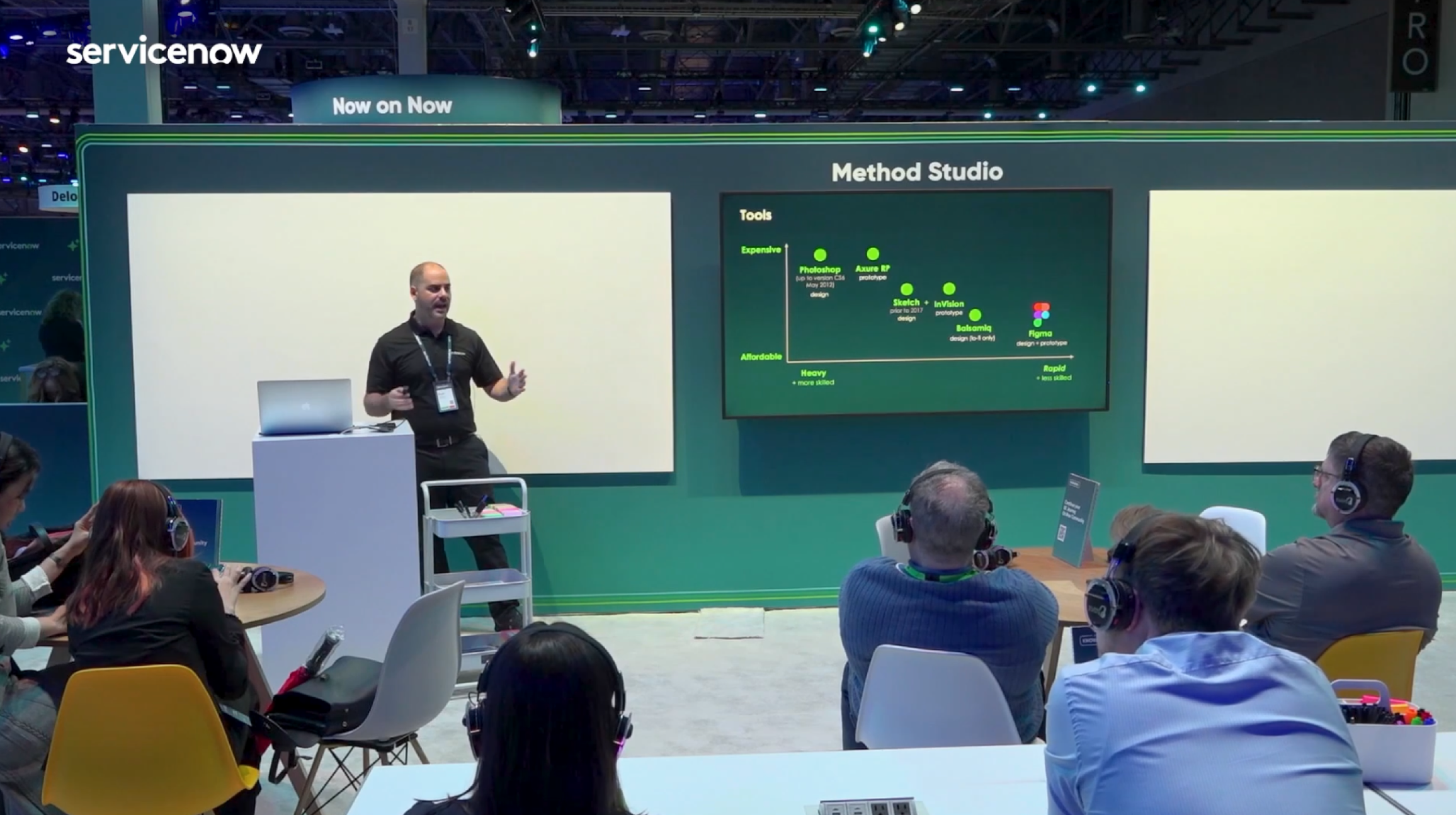 Rayan presenting prototyping tools at the ServiceNow Method Studio