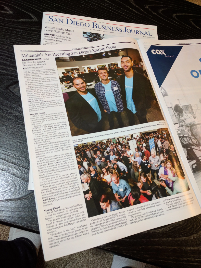 San Diego Business Journal coverage of the local startup community