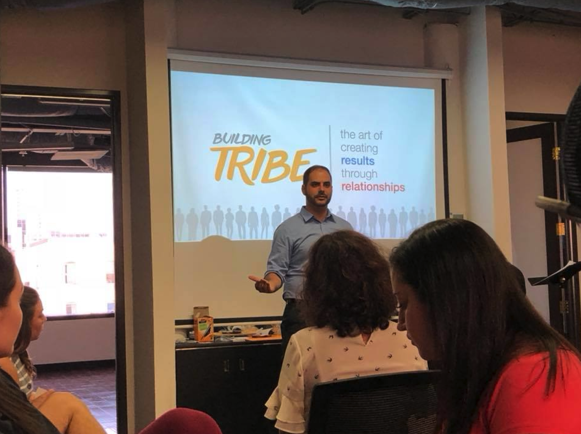 Rayan leading the Building Tribe workshop