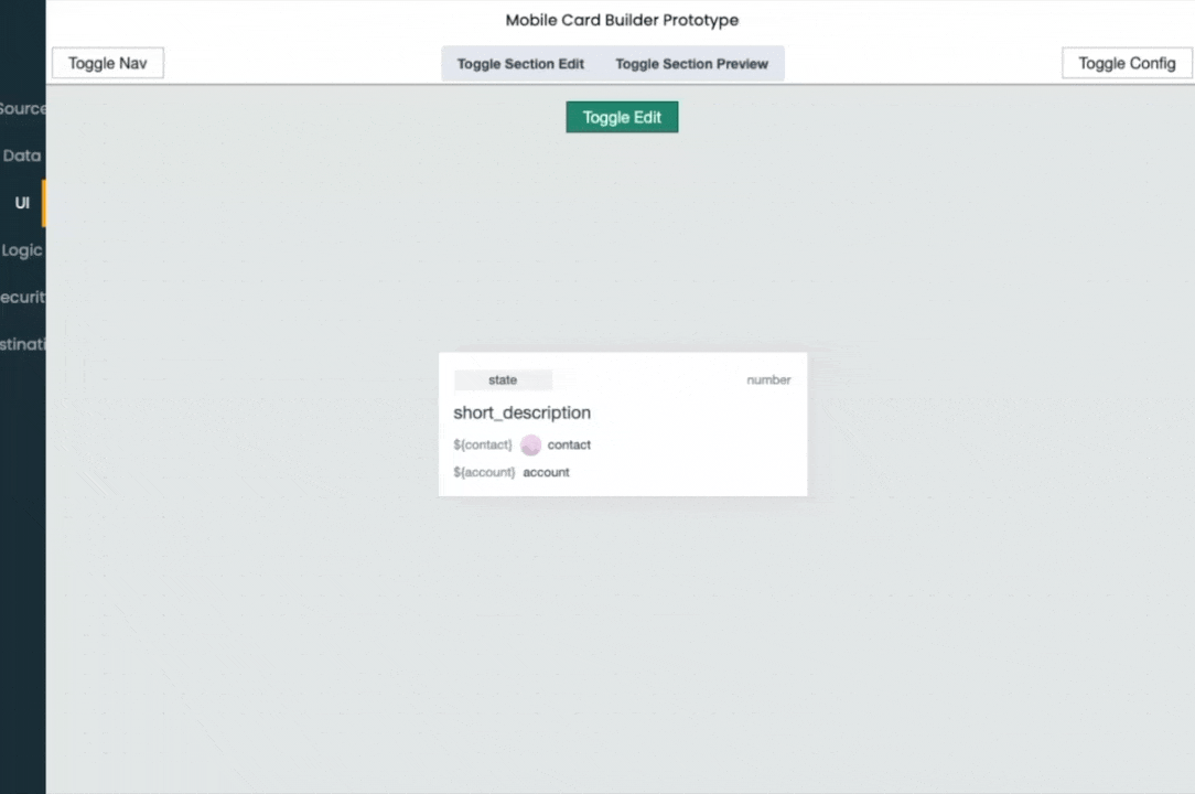 My handcoded mobile card builder prototype