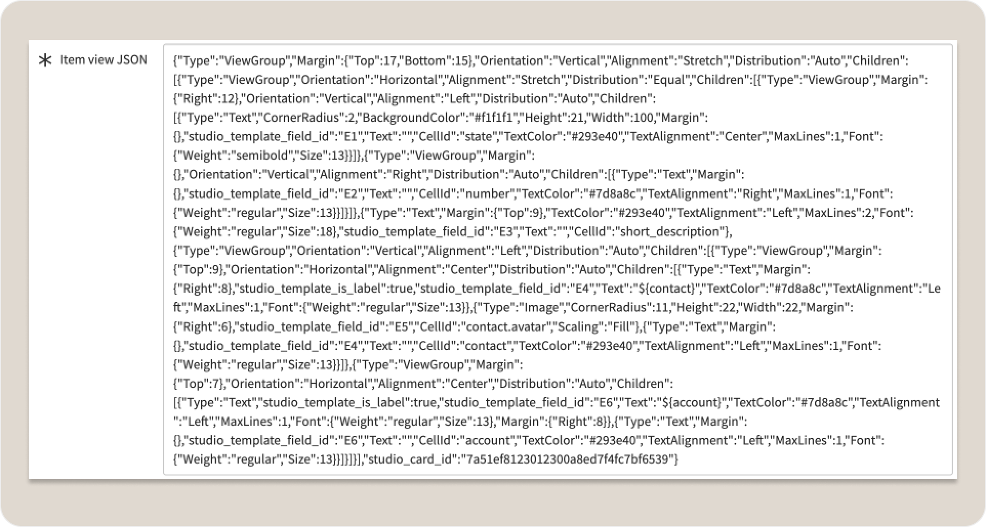 Developers must alter JSON to change a card's appearance