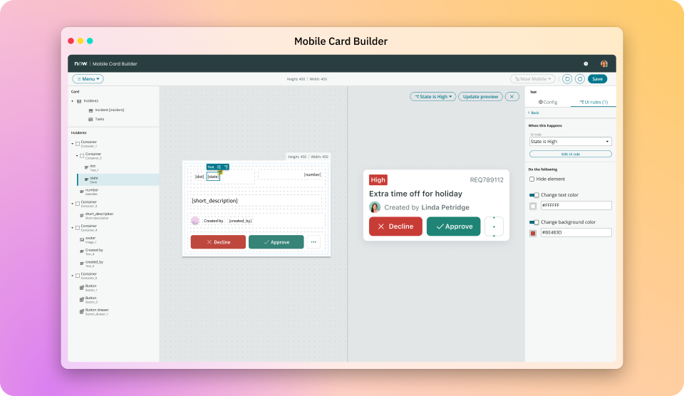 Mobile Card Builder - Preview mode