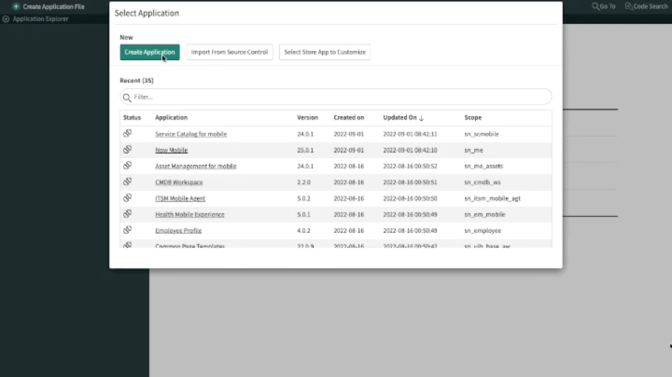 List screen creation through Mobile Studio