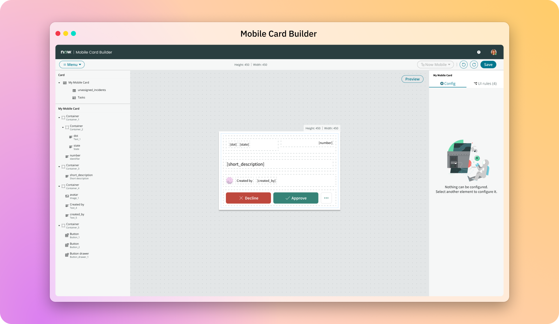 Mobile Card Builder - WYSIWYG canvas